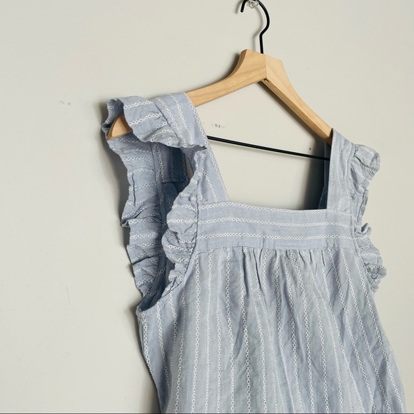 Madewell Striped Flutter-Sleeve Cross-Back Top NWT - Picture 9 of 15